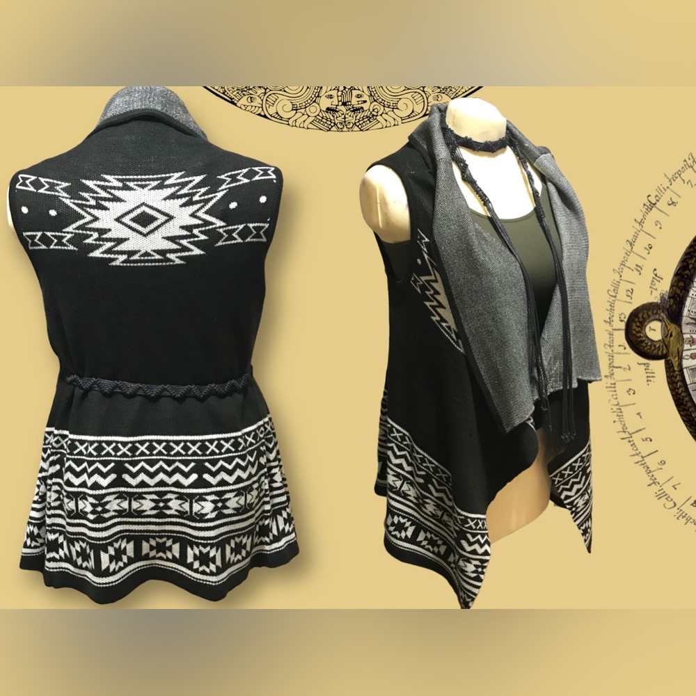Oversized Open Front Tribal Print Pattern Waterfa… - image 2